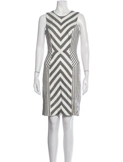 Pre-owned Milly Striped Knee-length Dress In Grey/white