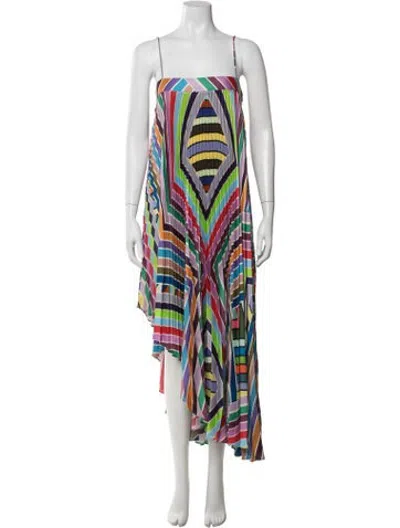Pre-owned Milly Striped Long Dress In Blue