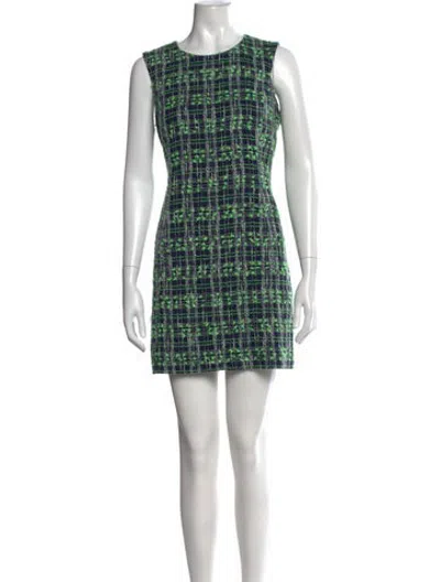 Pre-owned Milly Tweed Pattern Mini Dress In Black/metallic/silver