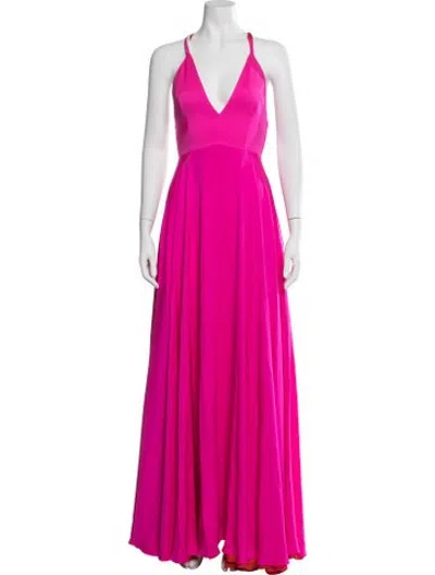 Pre-owned Milly V-neck Long Dress In Pink
