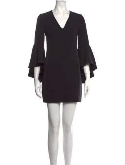 Pre-owned Milly V-neck Mini Dress In Black