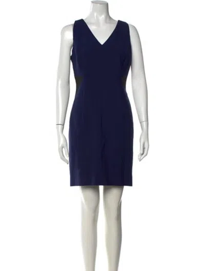Pre-owned Milly V-neck Mini Dress In Blue