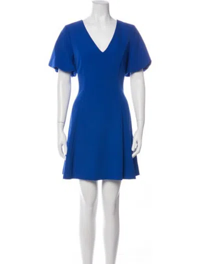 Pre-owned Milly V-neck Mini Dress In Blue