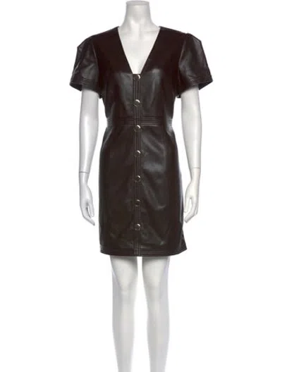 Pre-owned Milly V-neck Mini Dress In Brown
