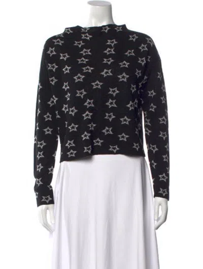 Pre-owned Milly Wool Graphic Print Sweater In Black