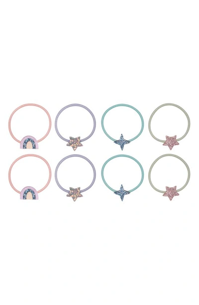 Mimi & Lula Kids' Assorted 8-pack Stars & Rainbows Ponytail Holders In Pink