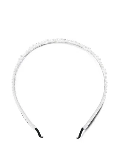 Mimi Tutu Kids' Pearl-embellished Double-row Headband In White