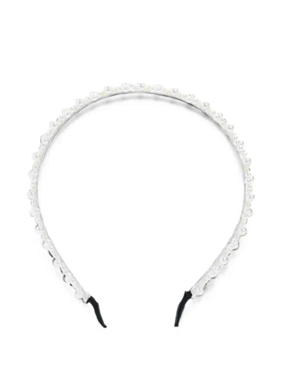 Mimi Tutu Kids' Pearl-embellished Double-row Headband In White
