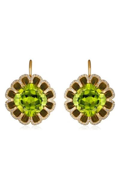 Mindi Mond Floating Peridot & Diamond Drop Earrings In Gold/ Peridot/ Diamond