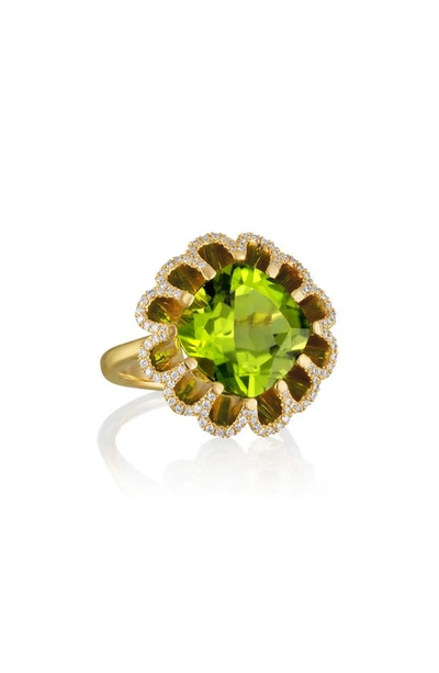 Mindi Mond Floating Peridot & Diamond Ring In Gold