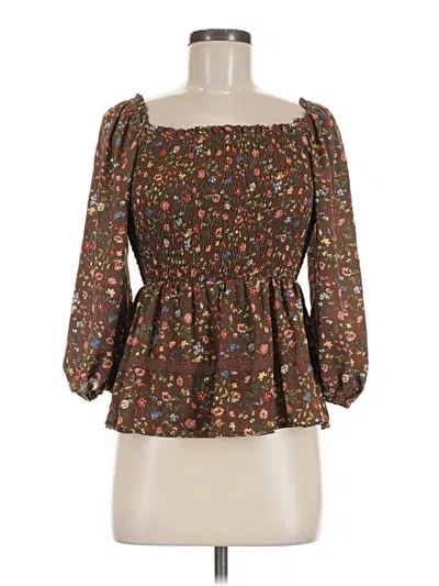 Pre-owned Mine 3/4 Sleeve Blouse In Brown