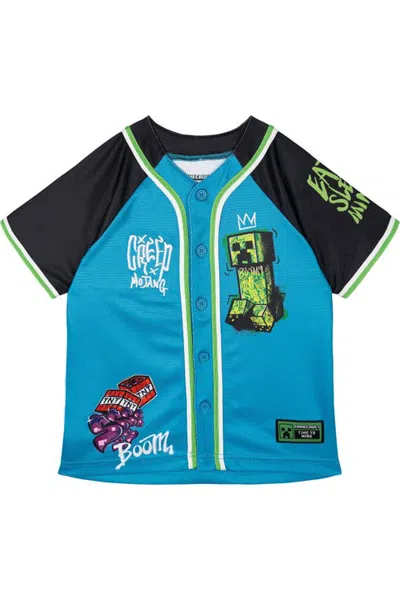 Minecraft Creeper Baseball Jersey (toddler, Little Kid & Big Kid) In Blue