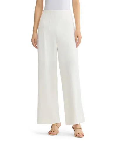 Ming Wang X Anna Marie Pintuck Stretch Deco Crepe Wide Leg Pant In White