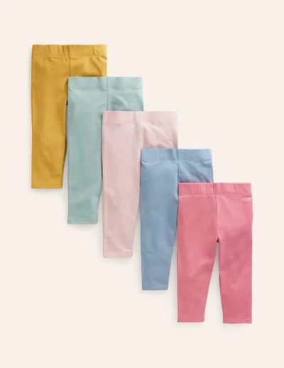 Mini Boden Kids' 5-pack Cropped Leggings Multi Pastel Rainbow Girls Boden