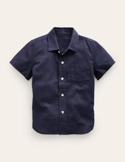 Mini Boden Kids' Cotton Linen Shirt Navy Boys Boden In Blue