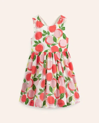Mini Boden Kids' Cross-back Dress Ivory Peaches Girls Boden
