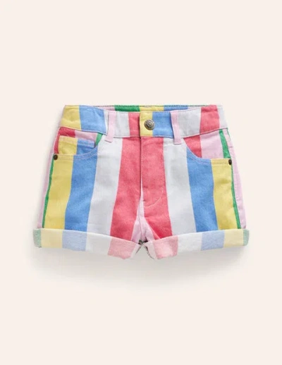 Mini Boden Kids' Denim Shorts Multi Rainbow Stripe Girls Boden