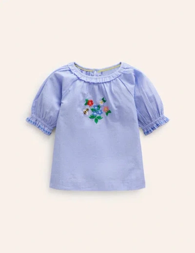 Mini Boden Kids' Embroidered Woven Top End On End Girls Boden