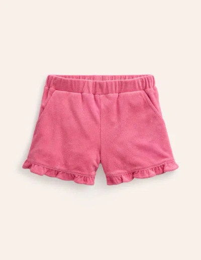 Mini Boden Kids' Frill Hem Towelling Short Rose Pink Girls Boden
