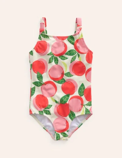 Mini Boden Kids' Fun Printed Swimsuit Provence Dusty Pink Peaches Girls Boden