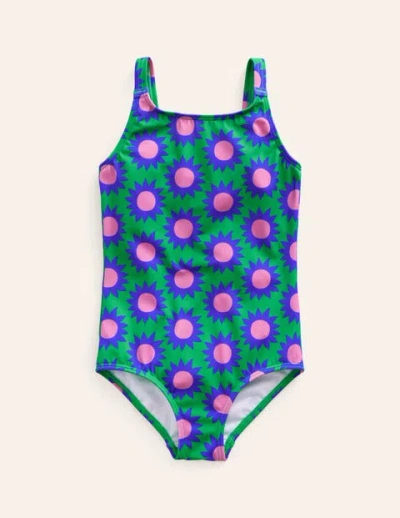 Mini Boden Kids' Fun Printed Swimsuit Runner Bean Sunflower Geo Girls Boden