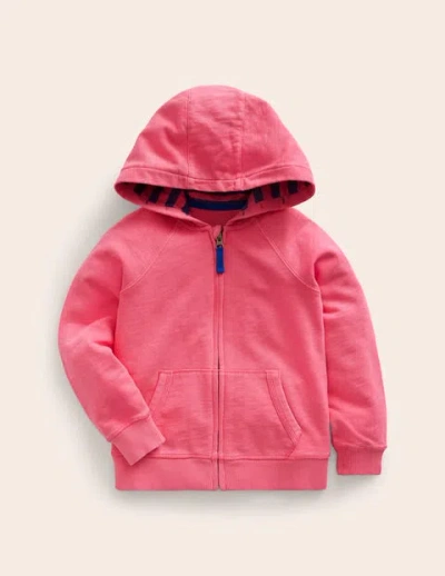 Mini Boden Kids' Garment Dye Zip-through Hoodie Rose Pink Boys Boden