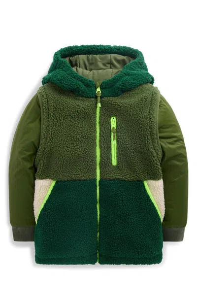 Mini Boden Kids' 2-in-1 Panelled Fleece Mix Jacket In Gray