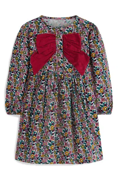 Mini Boden Kids' Bow Corduroy Dress In Multi
