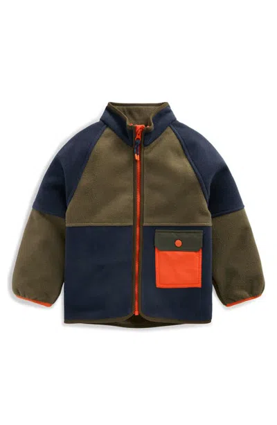 Mini Boden Kids' Colorblocked Fleece Jacket In Green