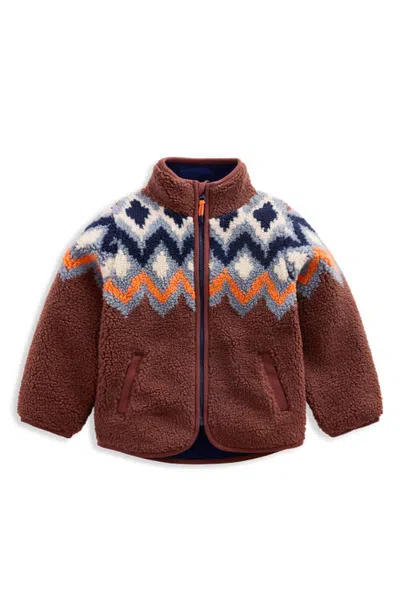 Mini Boden Kids' Cosy Borg Fleece Jacket In Brown