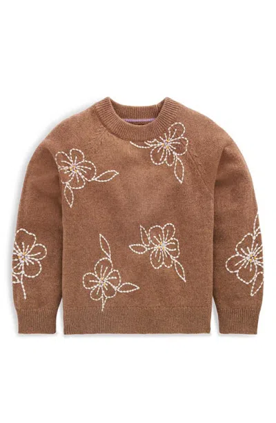 Mini Boden Kids' Crewneck Sweater In Brown
