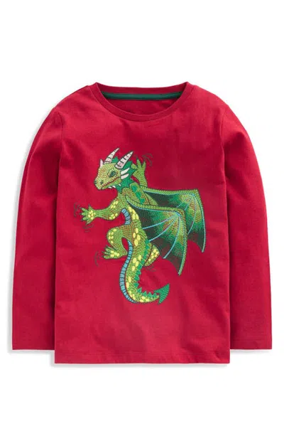 Mini Boden Kids' Dragon Long Sleeve T-shirt In Red
