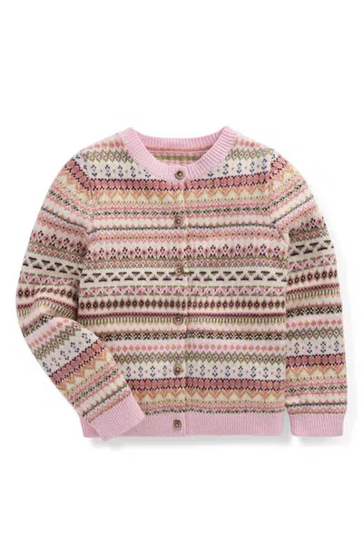 Mini Boden Kids' Edie Fair Isle Cardigan In Brown