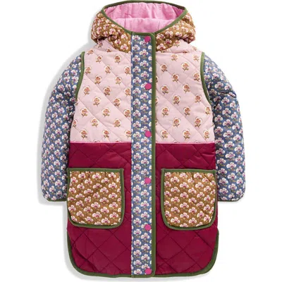 Mini Boden Kids' Floral Longline Quilted Jacket In Multi
