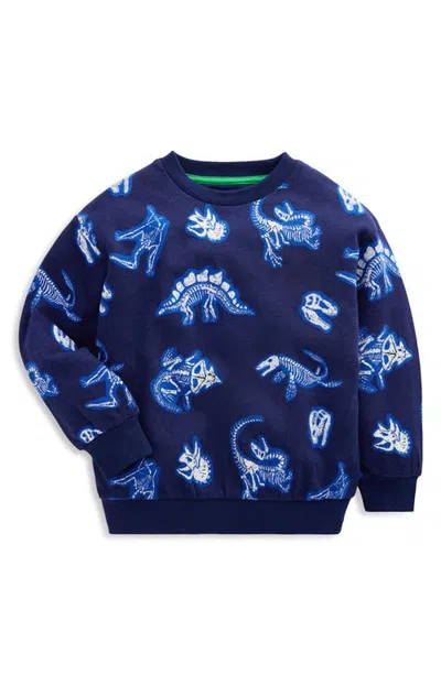 Mini Boden Kids' Glow Dino Printed Sweatshirt In Blue