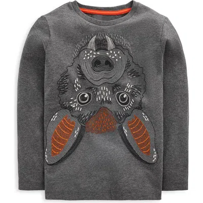 Mini Boden Kids' Glow Superstitch Long Sleeve T-shirt In Gray