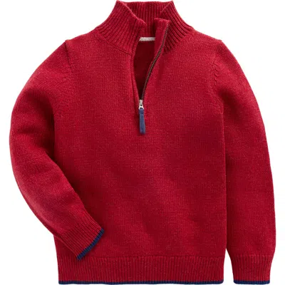 Mini Boden Kids' Heritage Half Zip Sweater In Red