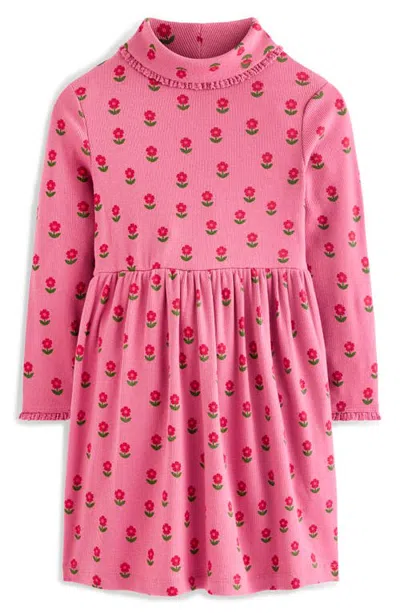 Mini Boden Kids' High Neck Ribbed Dress In Multi