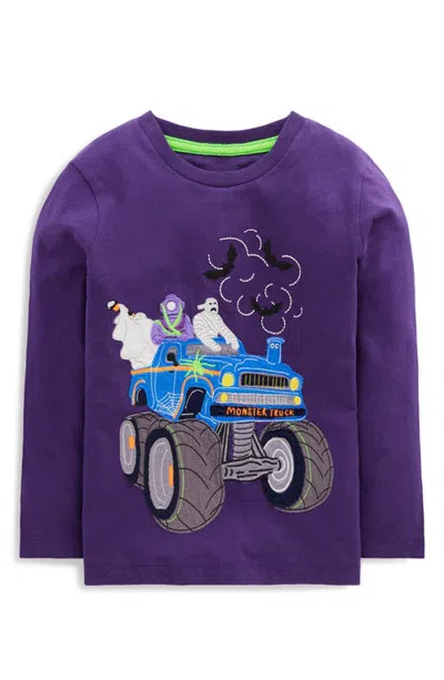 Mini Boden Kids' Long Sleeve Appliqué T-shirt In Purple