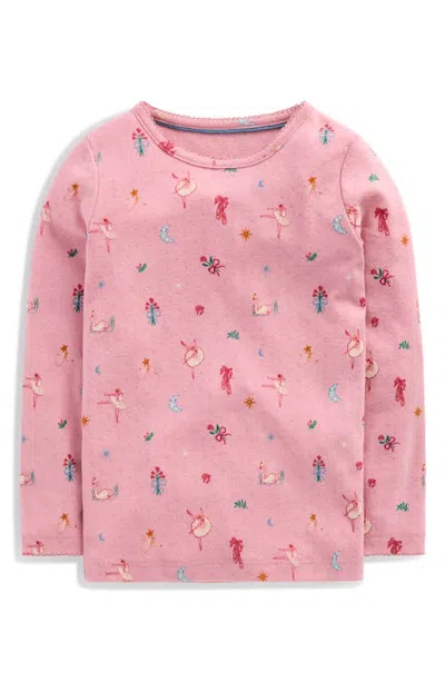 Mini Boden Kids' Long Sleeve Pointelle T-shirt In Pink