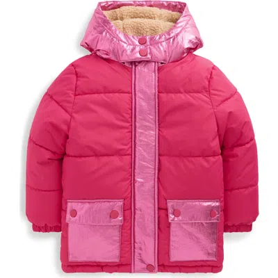 Mini Boden Kids' Metallic Puffer Jacket In Pink