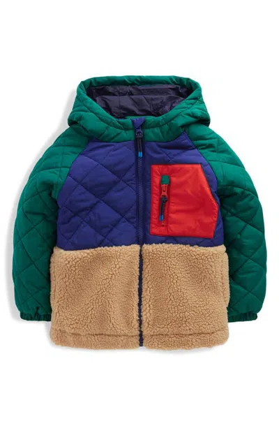 Mini Boden Kids' Quilted Fleece Jacket In Green