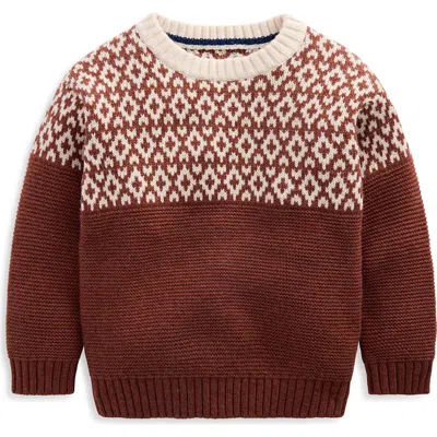 Mini Boden Kids' Relaxed Fair Isle Sweater In Brown