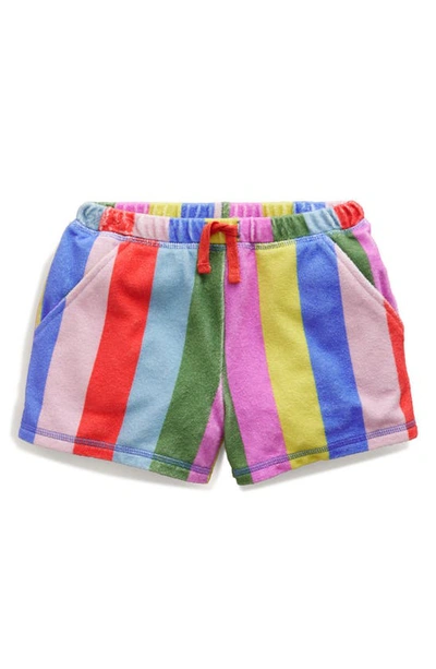 Mini Boden Kids' Stripe Terry Cloth Shorts In Multi Rainbow Stripe