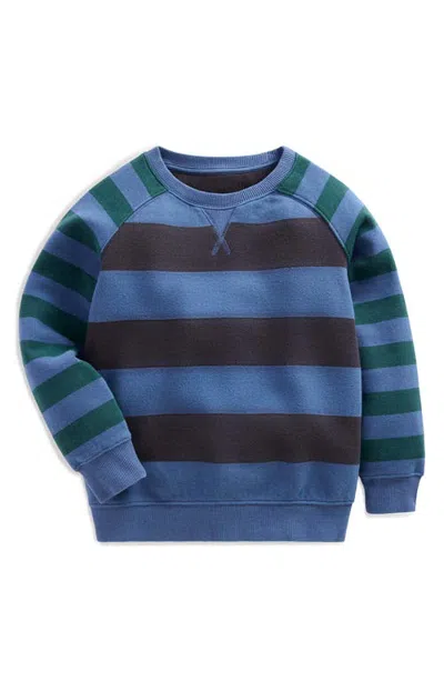 Mini Boden Kids' Striped Colourblock Sweatshirt In Blue