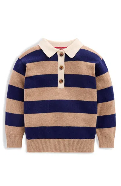 Mini Boden Kids' Striped Rugby Sweater In Blue