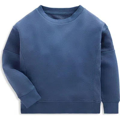 Mini Boden Kids' Waffle Mix Sweatshirt In Blue