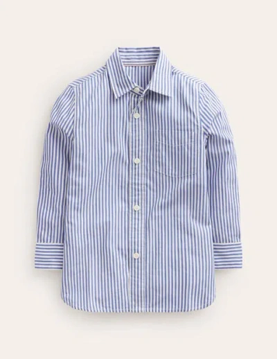 Mini Boden Kids' Laundered Shirt Bluejay/ivory Stripe Boys Boden