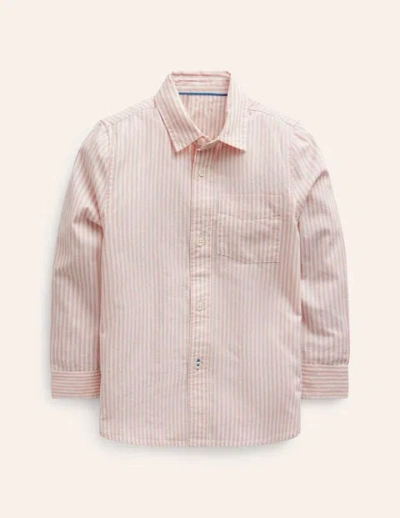 Mini Boden Kids' Cotton Shirt French Pink/ Ivory Stripe Boys Boden