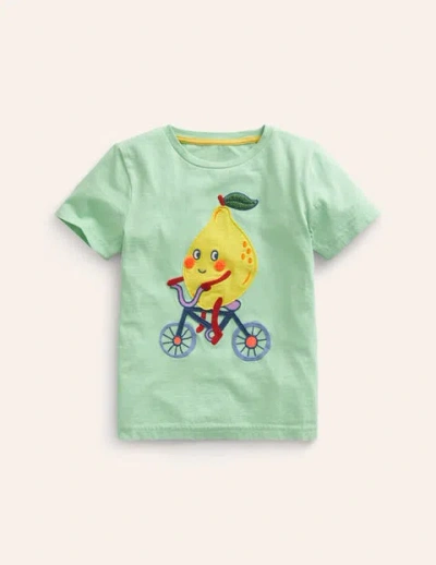 Mini Boden Kids' Lemon Logo T-shirt Green Smoke Lemon Boys Boden